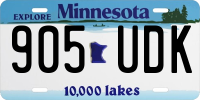 MN license plate 905UDK