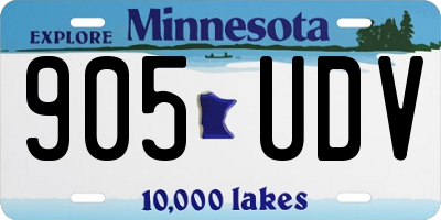 MN license plate 905UDV