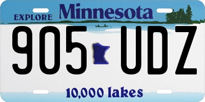 MN license plate 905UDZ