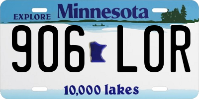 MN license plate 906LOR