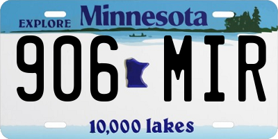 MN license plate 906MIR