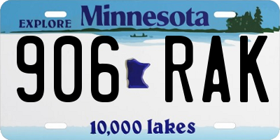 MN license plate 906RAK