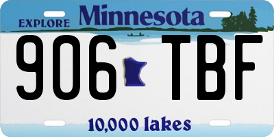 MN license plate 906TBF