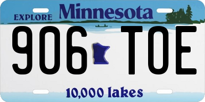 MN license plate 906TOE