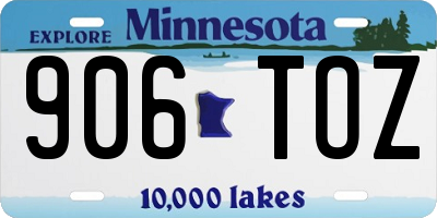 MN license plate 906TOZ