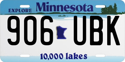 MN license plate 906UBK