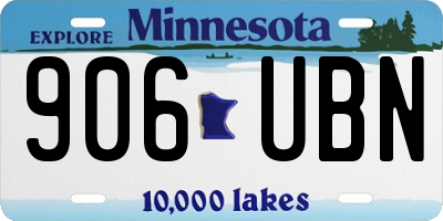 MN license plate 906UBN