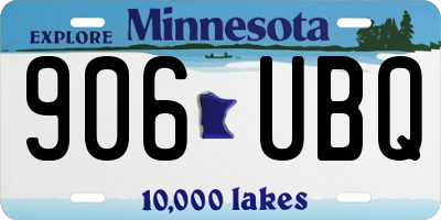MN license plate 906UBQ