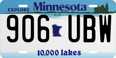 MN license plate 906UBW