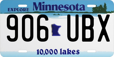 MN license plate 906UBX