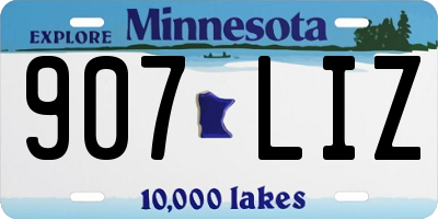MN license plate 907LIZ
