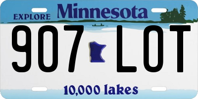 MN license plate 907LOT