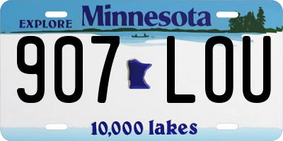 MN license plate 907LOU