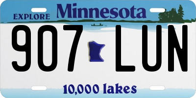 MN license plate 907LUN