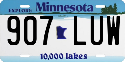 MN license plate 907LUW