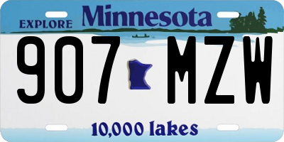 MN license plate 907MZW