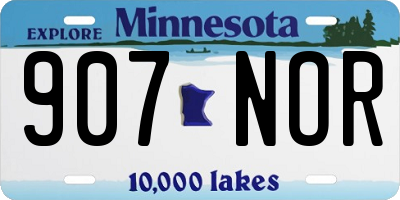MN license plate 907NOR