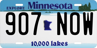 MN license plate 907NOW