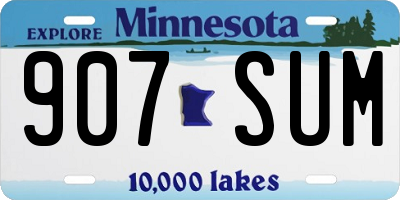 MN license plate 907SUM