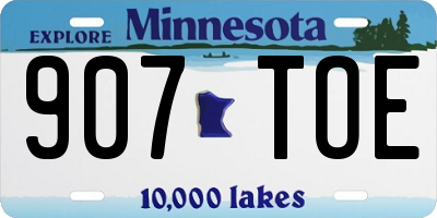 MN license plate 907TOE