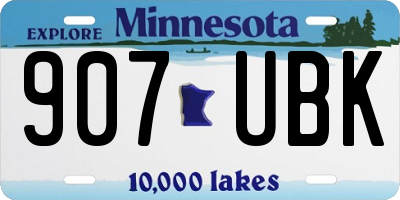 MN license plate 907UBK