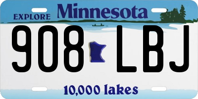MN license plate 908LBJ