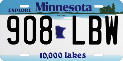 MN license plate 908LBW