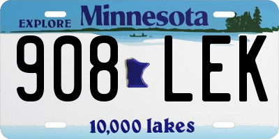 MN license plate 908LEK