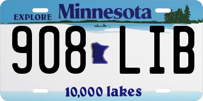 MN license plate 908LIB