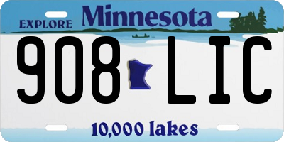 MN license plate 908LIC