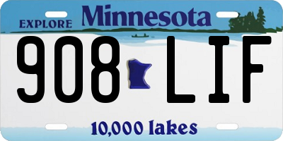 MN license plate 908LIF