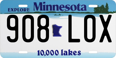MN license plate 908LOX
