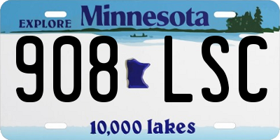 MN license plate 908LSC