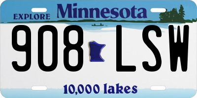 MN license plate 908LSW