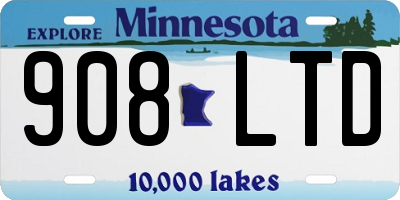 MN license plate 908LTD
