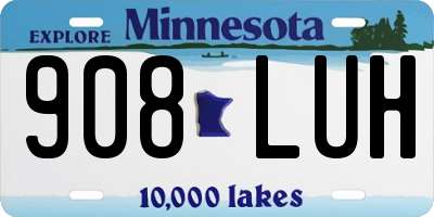 MN license plate 908LUH