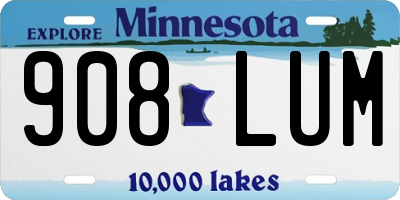MN license plate 908LUM