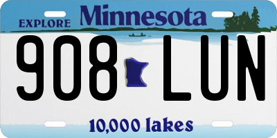 MN license plate 908LUN