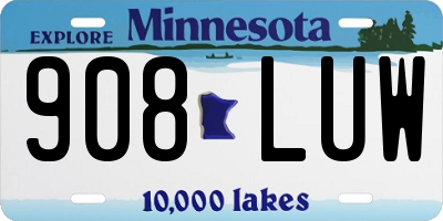 MN license plate 908LUW