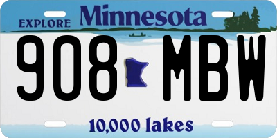 MN license plate 908MBW