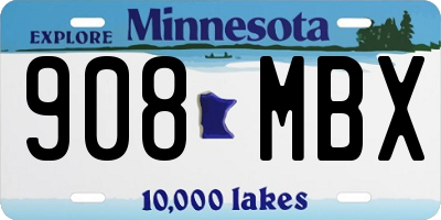 MN license plate 908MBX
