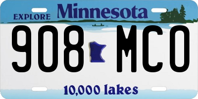 MN license plate 908MCO