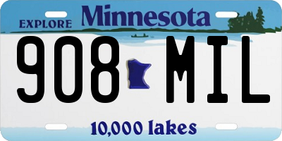 MN license plate 908MIL