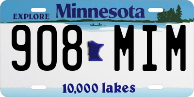 MN license plate 908MIM