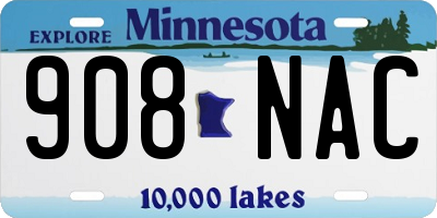 MN license plate 908NAC