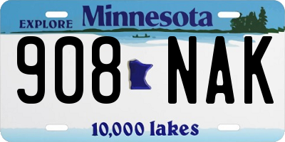 MN license plate 908NAK