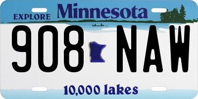 MN license plate 908NAW
