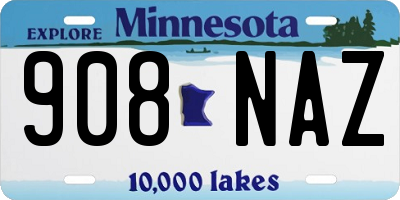 MN license plate 908NAZ