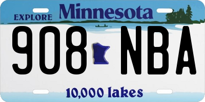 MN license plate 908NBA