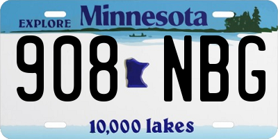 MN license plate 908NBG